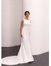 Pearls Beaded Ivory Satin Open Back Graceful Wedding Dress